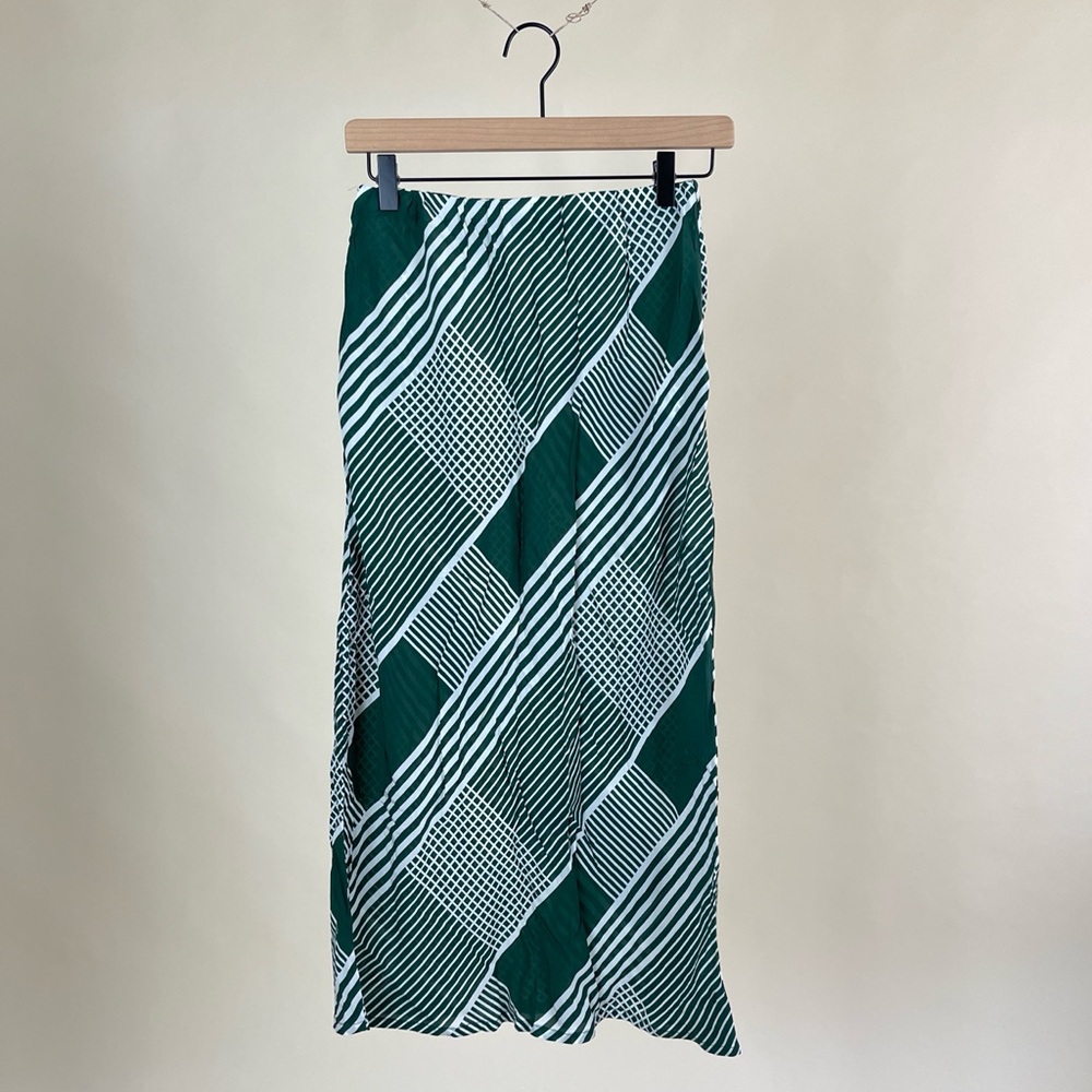 NWT Acacia Chicago Skirt in Elliot Print Green White Plaid Gingham Swim Cover Up